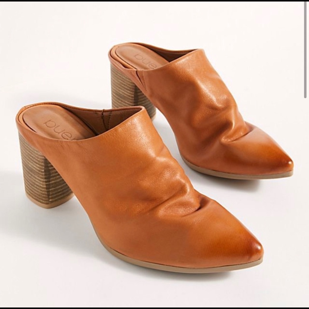Free People Bueno Brown Leather Avalon Point Mules Sz 39